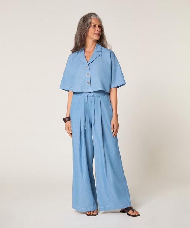 Rodier Chemise Oversize Bleu Chambray Bleu Ciel