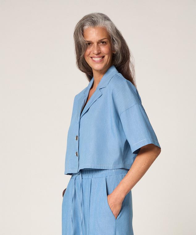 Rodier Chemise Oversize Bleu Chambray Bleu Ciel