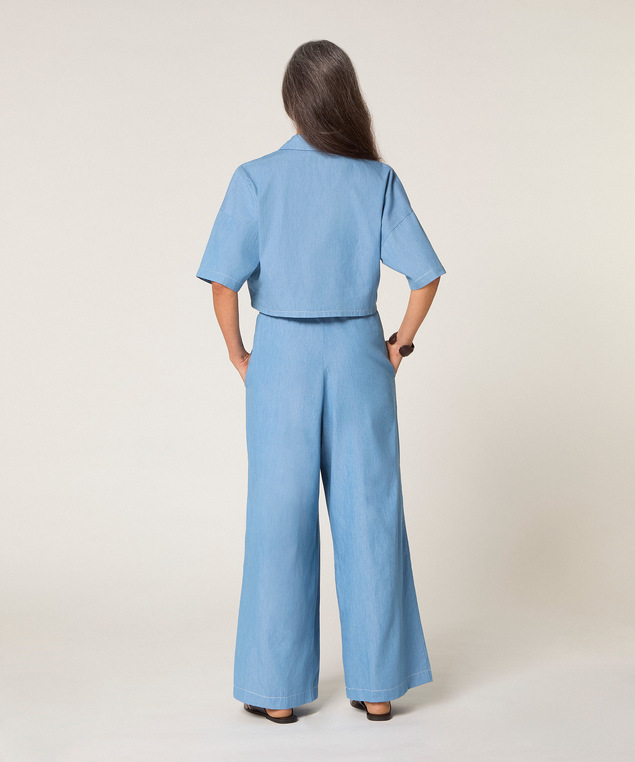 Rodier Chemise Oversize Bleu Chambray Bleu Ciel