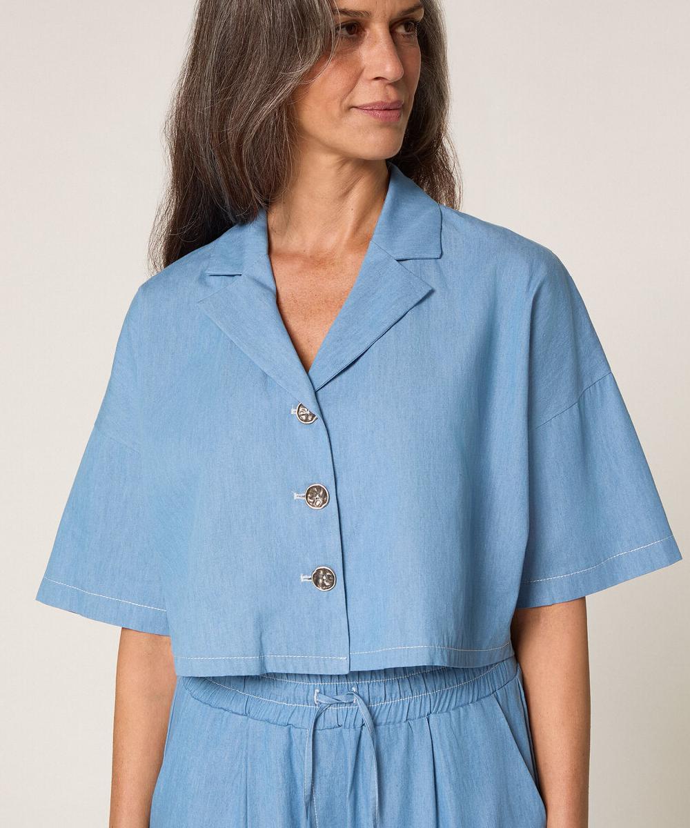 rodier Chemise oversize bleu chambray bleu ciel
