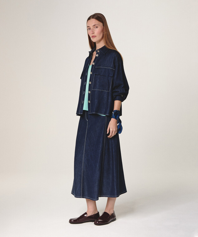 Rodier Chemise Oversize Jean Bleu Denim