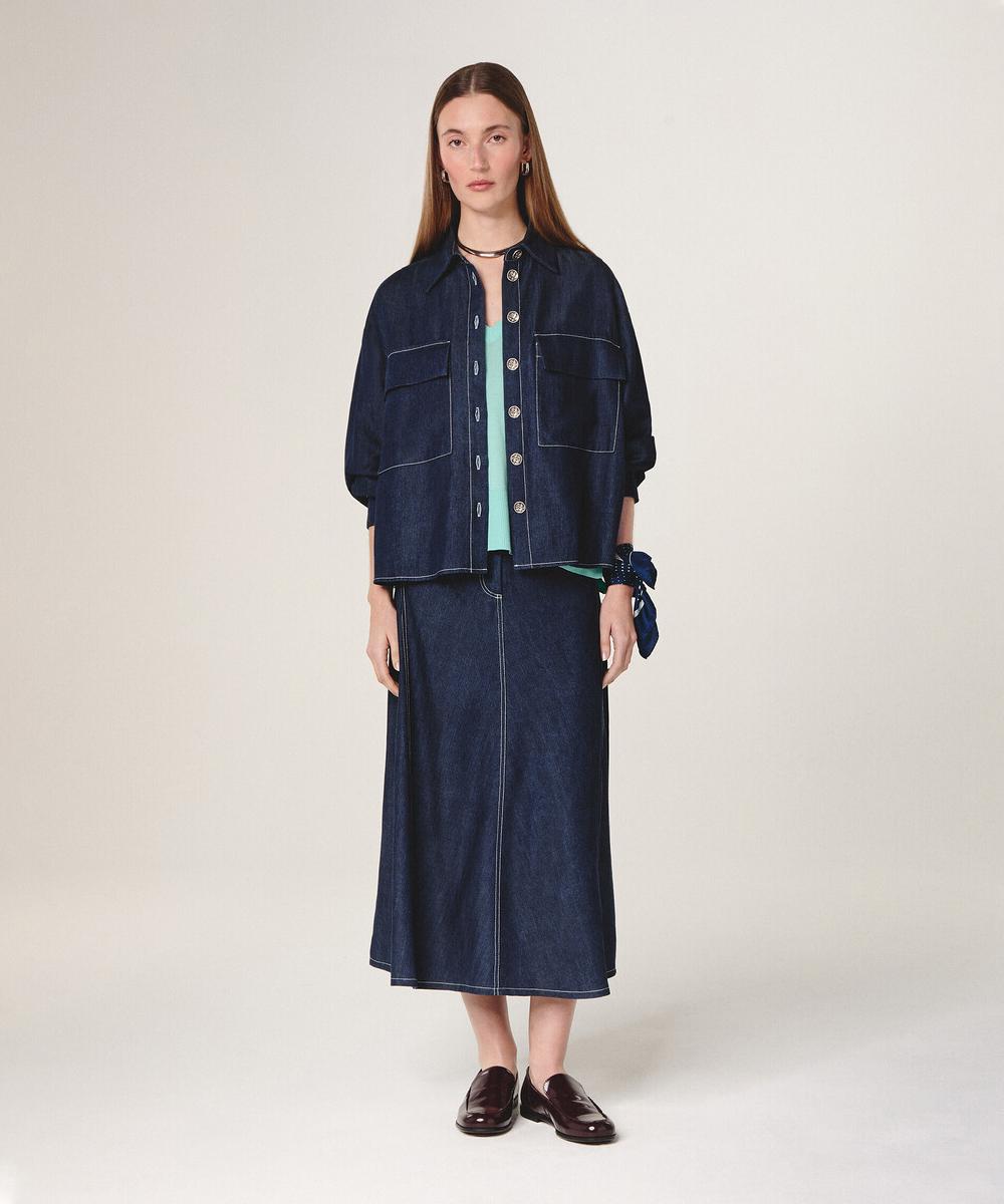 rodier Chemise oversize jean bleu denim
