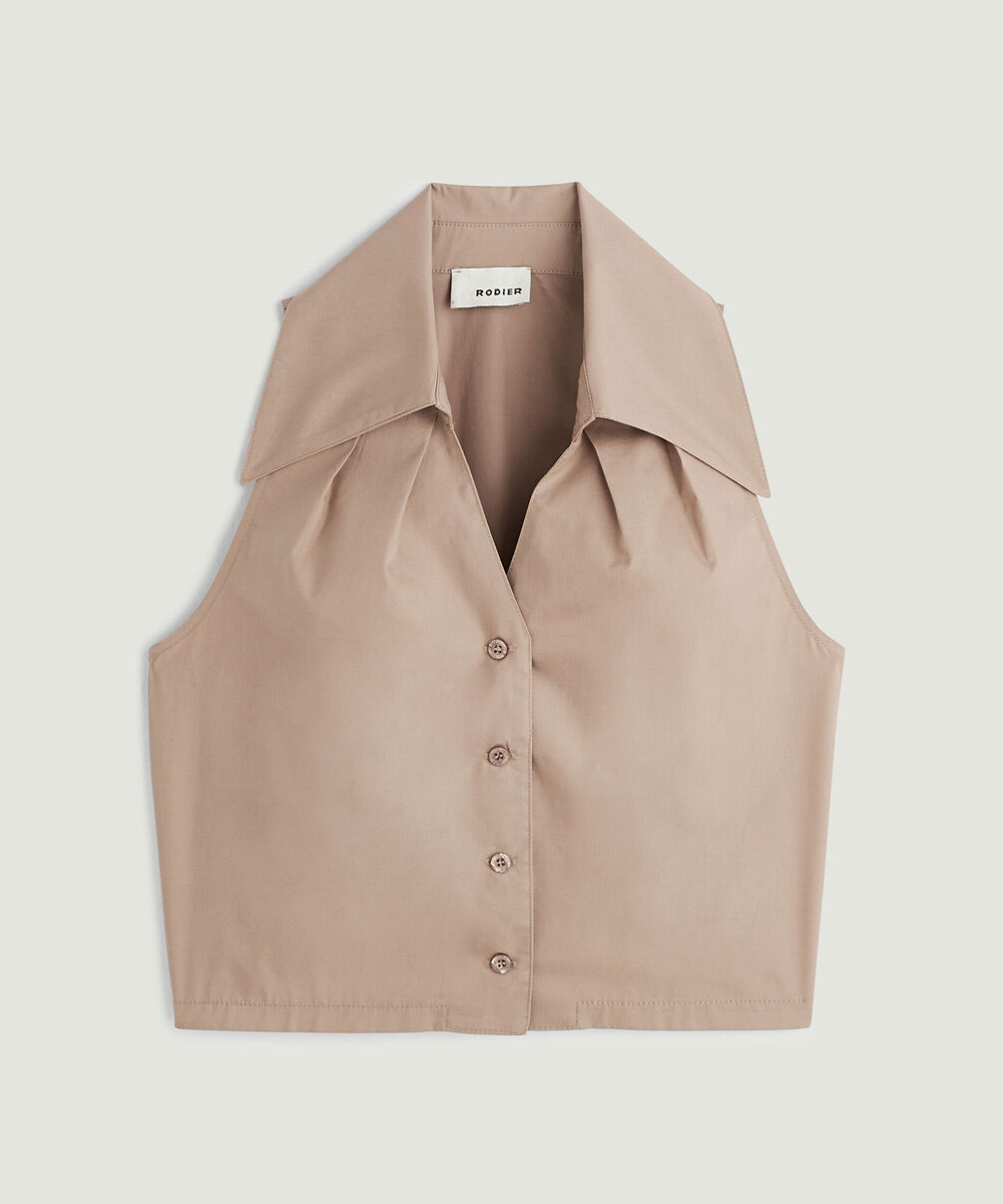 rodier Chemisier court sans manches beige