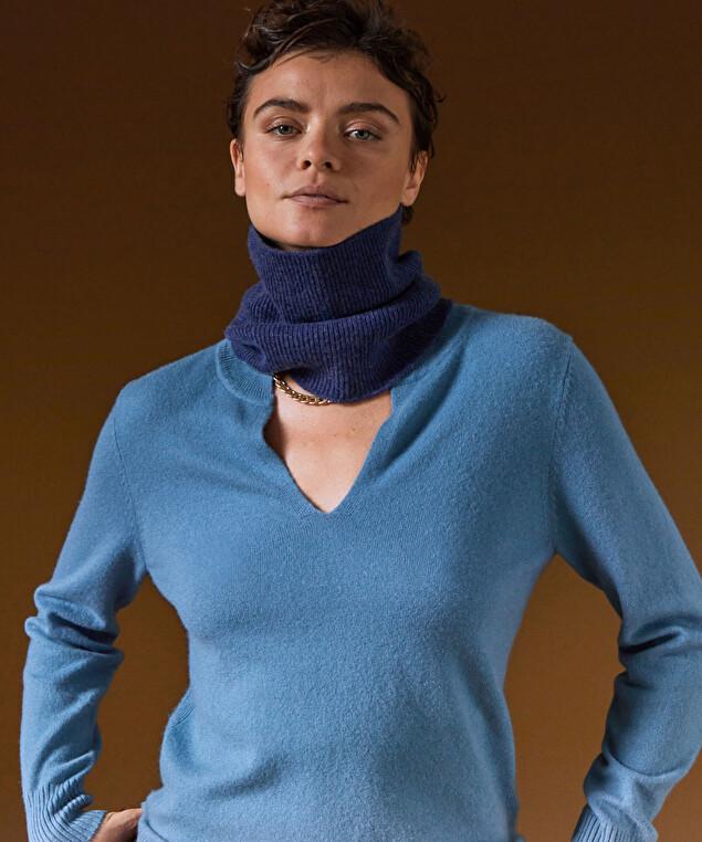 Rodier Col En Cachemire Bleu Denim