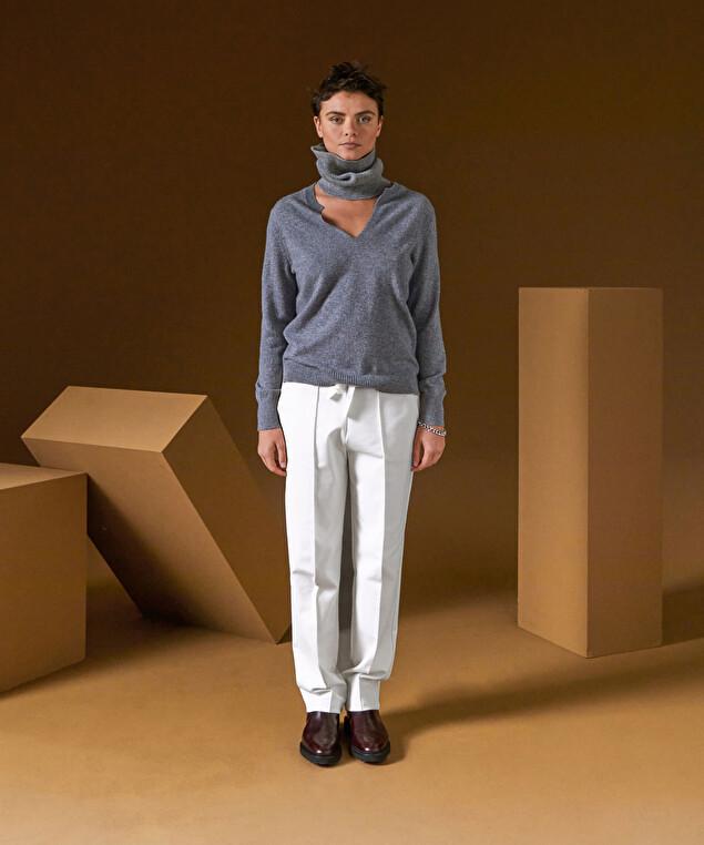 Rodier Col En Cachemire Gris Clair