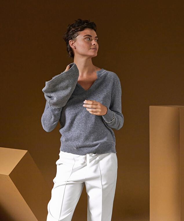 Rodier Col En Cachemire Gris Clair