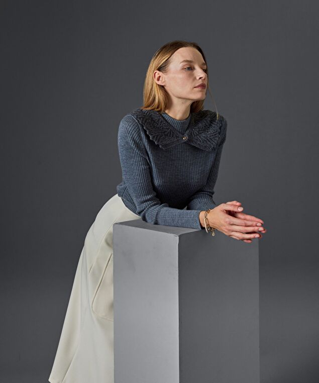 Rodier Col En Maille Gris