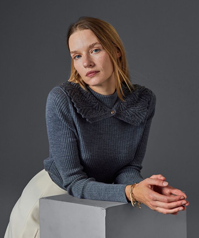 Rodier Col En Maille Gris