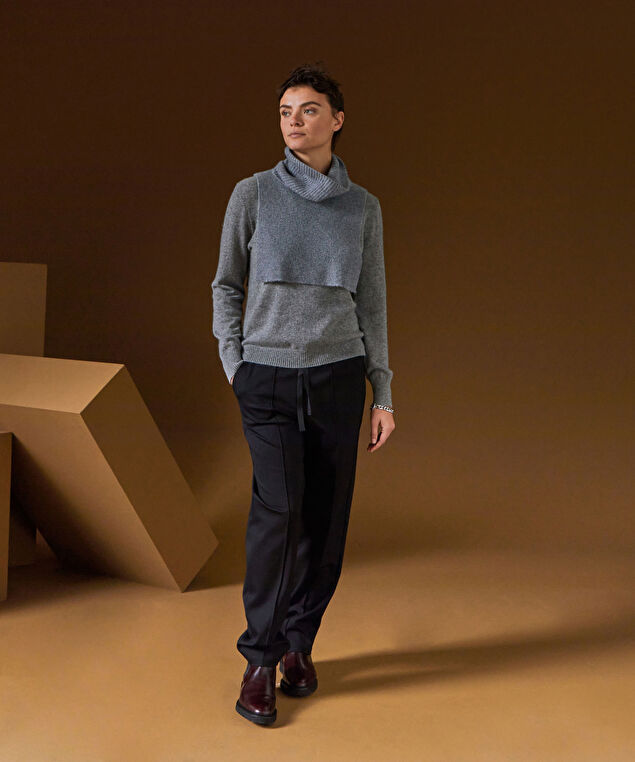 Rodier Col Plastron En Cachemire Gris