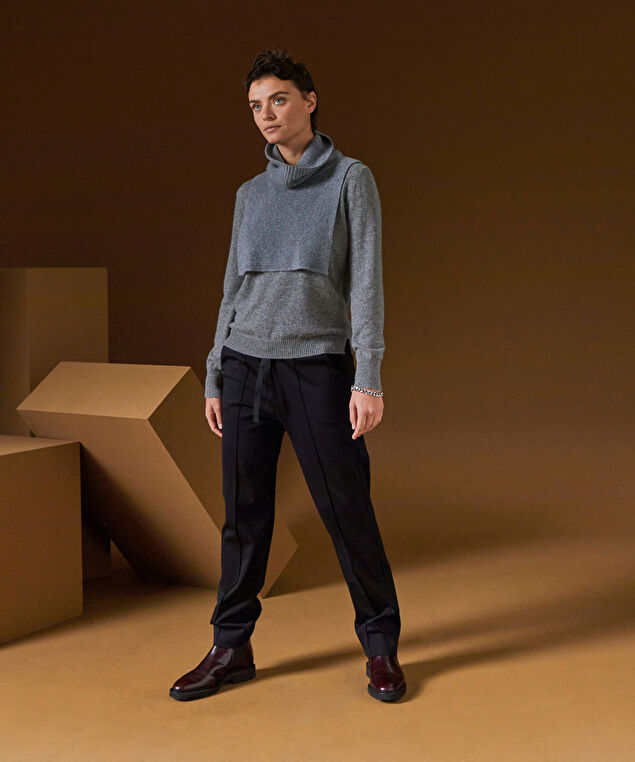 Rodier Col Plastron En Cachemire Gris