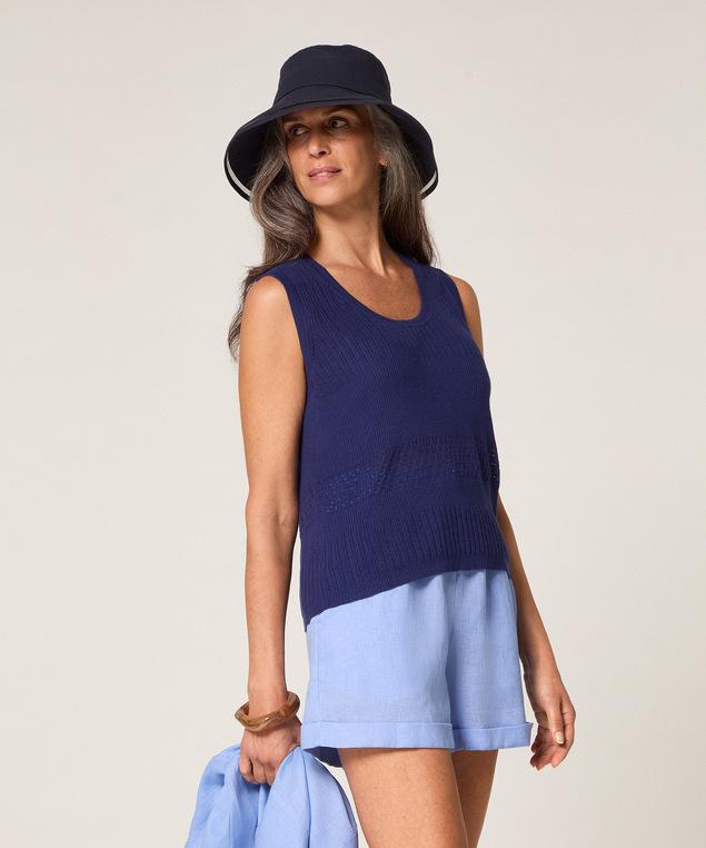 Rodier Débardeur Ajouré Bleu Marine