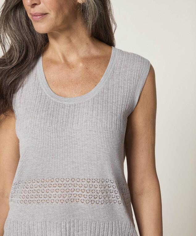 Rodier Débardeur Ajouré Gris Clair