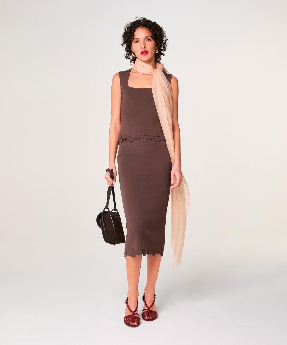 rodier Débardeur brodé marron écorce