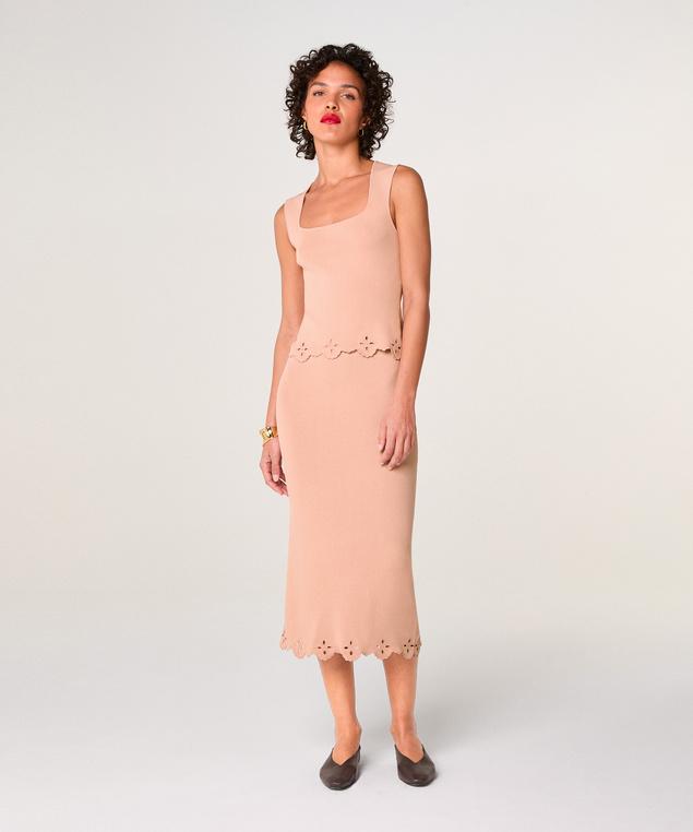 Rodier Débardeur Brodé Rose Poudré