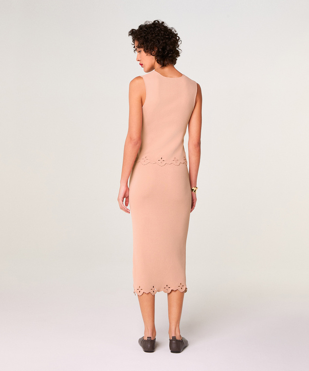 Rodier Débardeur Brodé Rose Poudré