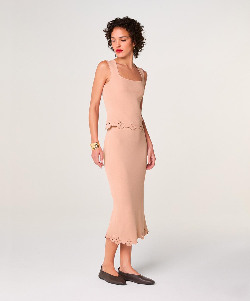 rodier Débardeur brodé rose poudré