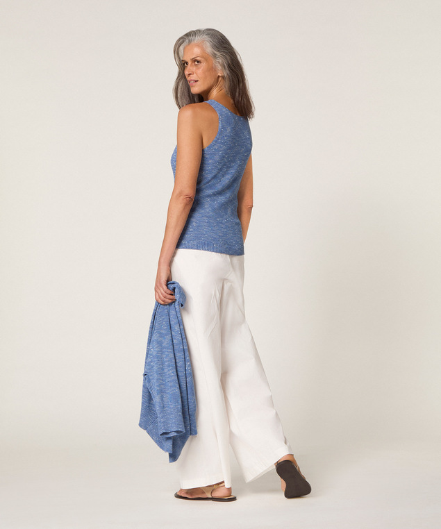 Rodier Débardeur En Coton Chiné Bleu Indigo