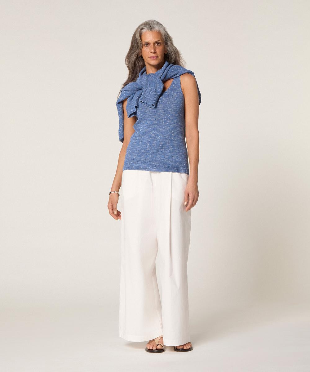 rodier Débardeur en coton chiné bleu indigo