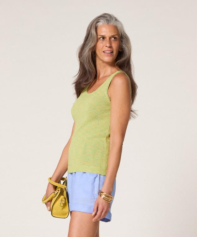 Rodier Débardeur En Coton Chiné Vert Tilleul