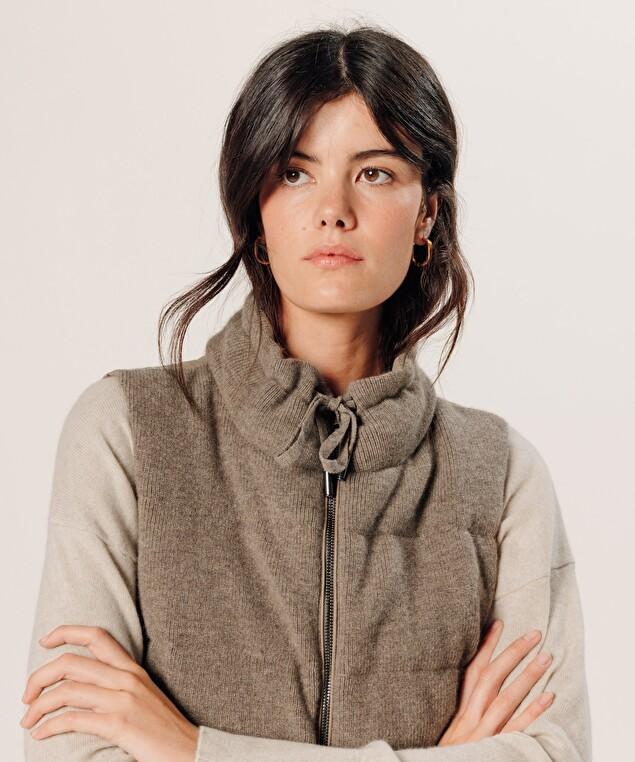 Rodier Doudoune Sans Manches En Cachemire Beige