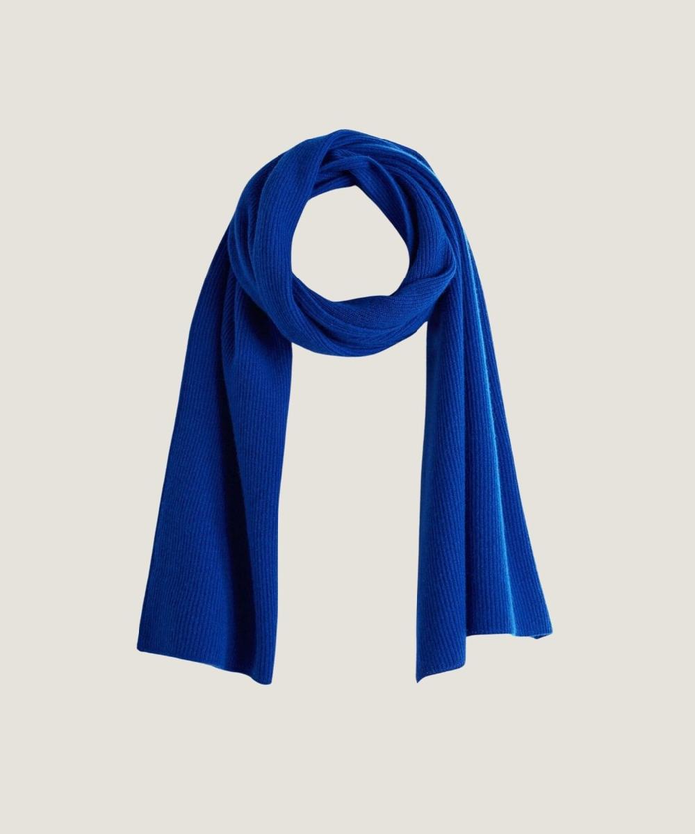 rodier Écharpe à côtes en cachemire bleu outremer