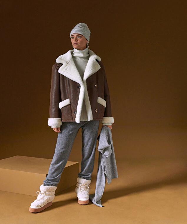 Rodier Écharpe à Côtes En Cachemire Gris Clair