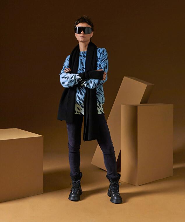 Rodier Écharpe à Côtes En Cachemire Noire