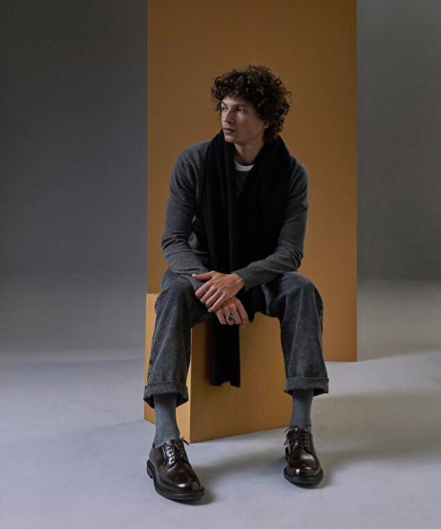 Rodier Écharpe à Côtes En Cachemire Noire