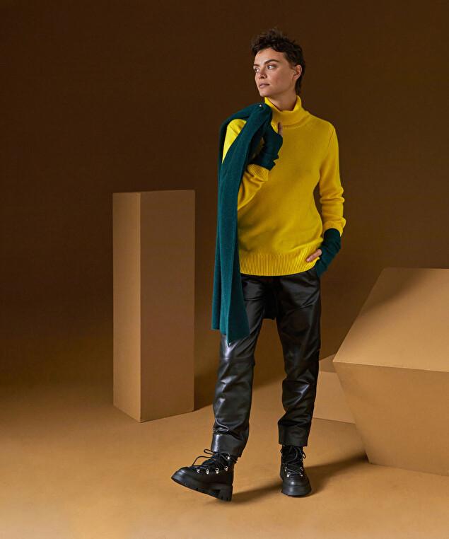 Rodier Écharpe à Côtes En Cachemire Vert Canard