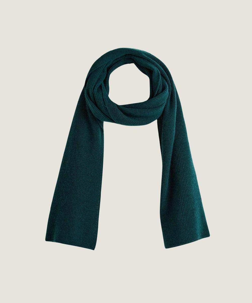 rodier Écharpe à côtes en cachemire vert canard