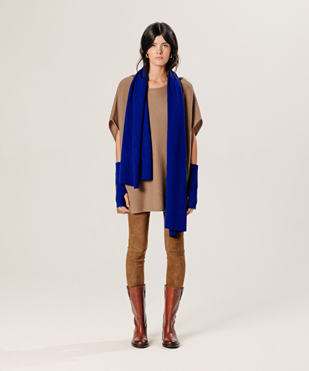 Rodier Écharpe En Cachemire Bleu Outremer