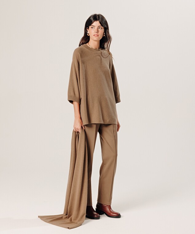 Rodier Écharpe En Cachemire Marron Camel