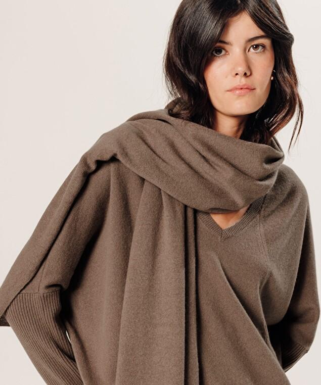 Rodier Écharpe En Cachemire Marron Havane