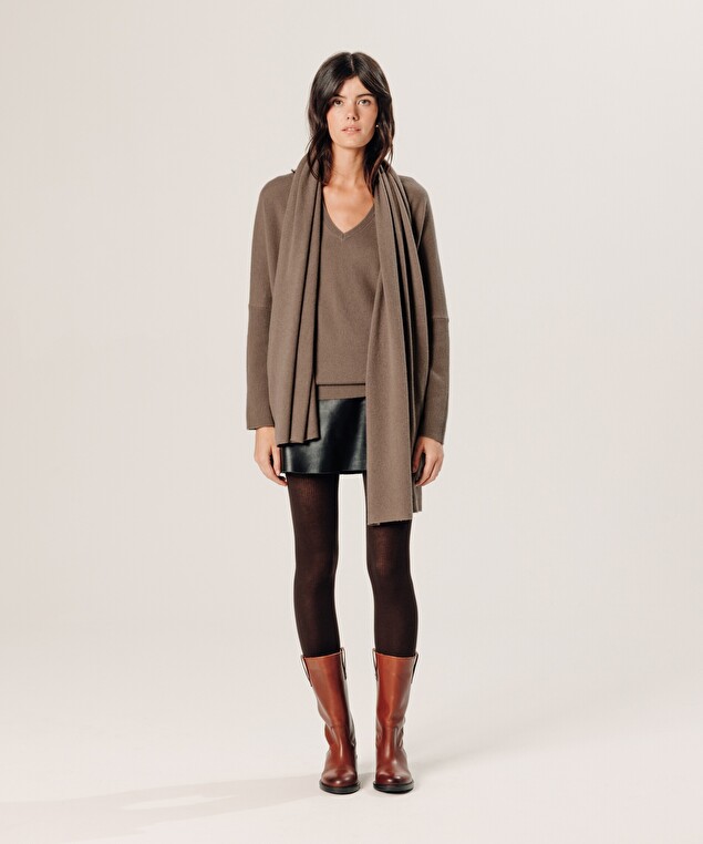 Rodier Écharpe En Cachemire Marron Havane