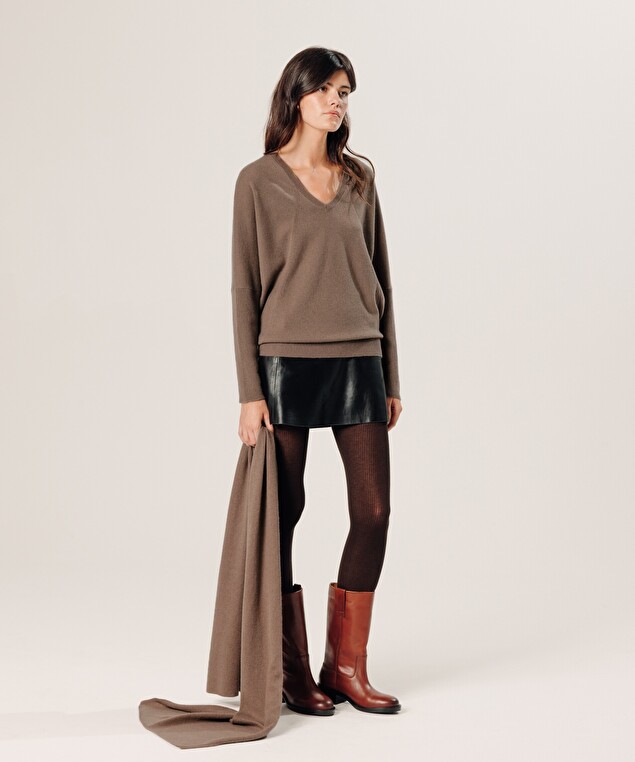 Rodier Écharpe En Cachemire Marron Havane