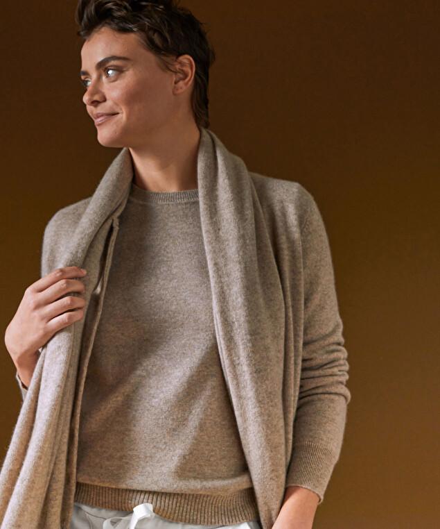 Rodier Écharpe En Cachemire Marron Taupe