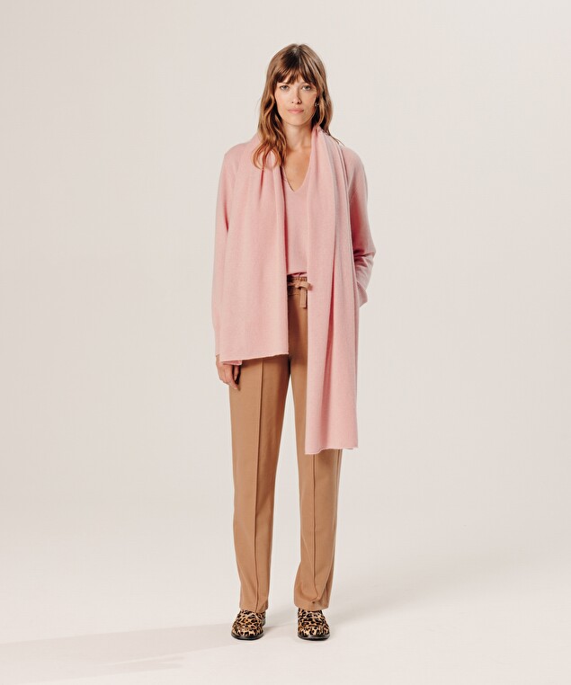 Rodier Écharpe En Cachemire Rose Poudre