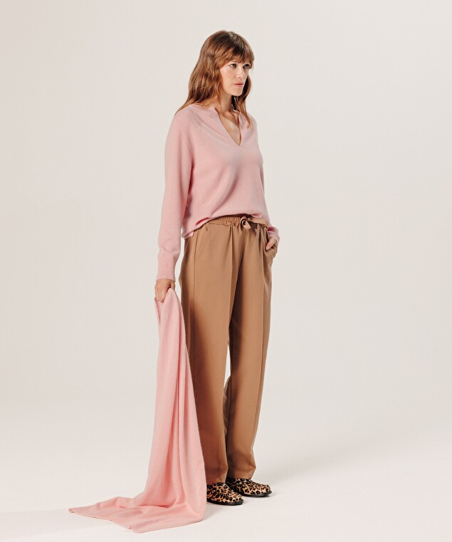 Rodier Écharpe En Cachemire Rose Poudre