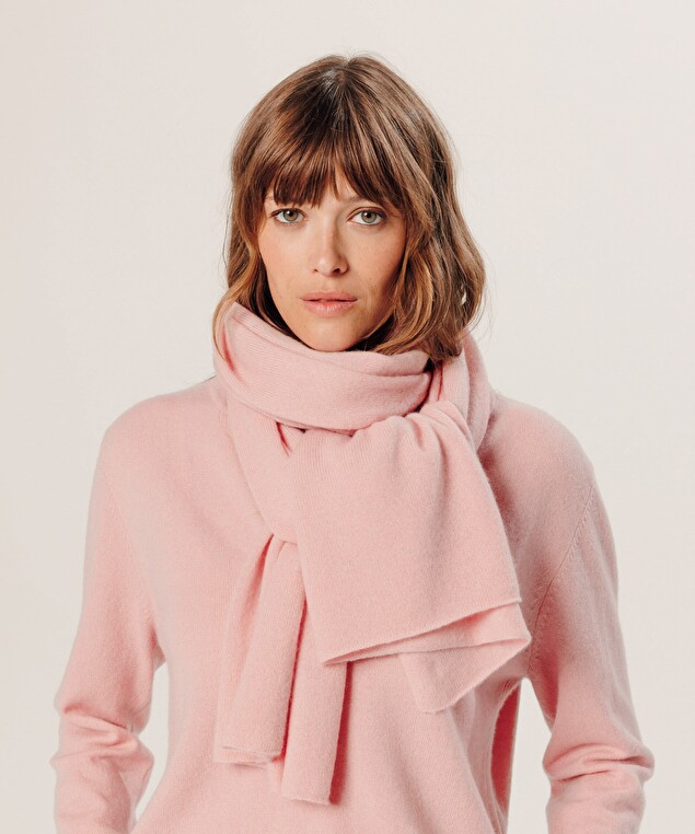 Rodier Écharpe En Cachemire Rose Poudre