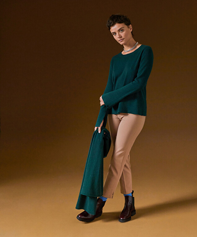 Rodier Écharpe En Cachemire Vert Canard