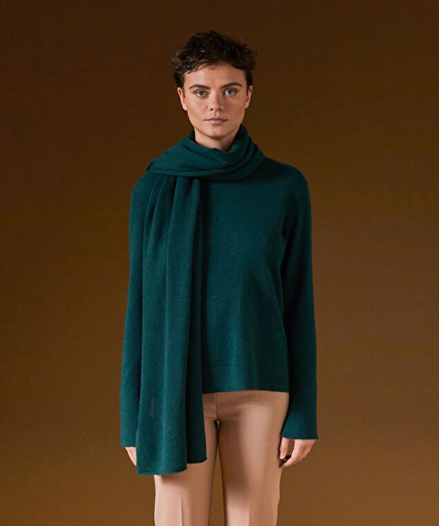 Rodier Écharpe En Cachemire Vert Canard