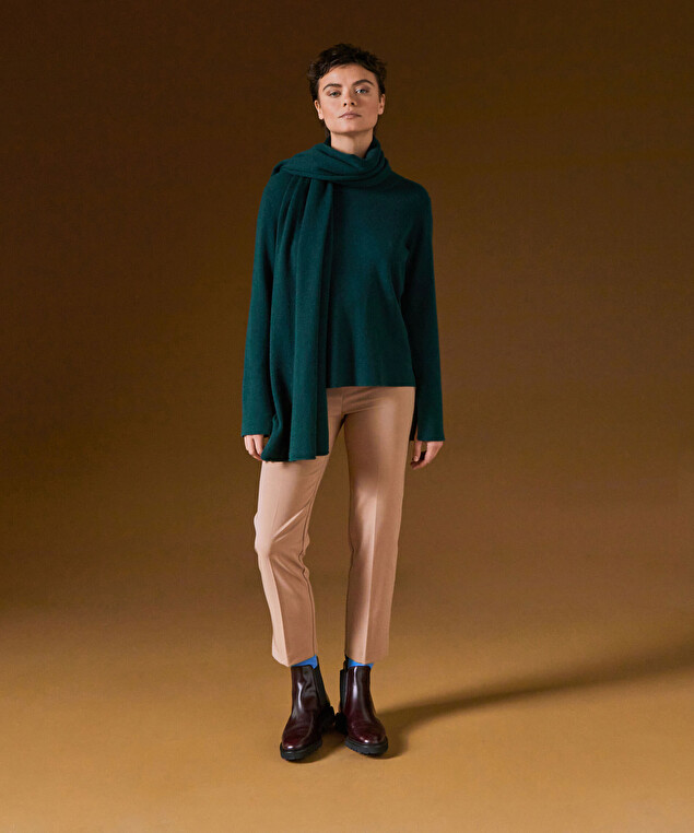 Rodier Écharpe En Cachemire Vert Canard