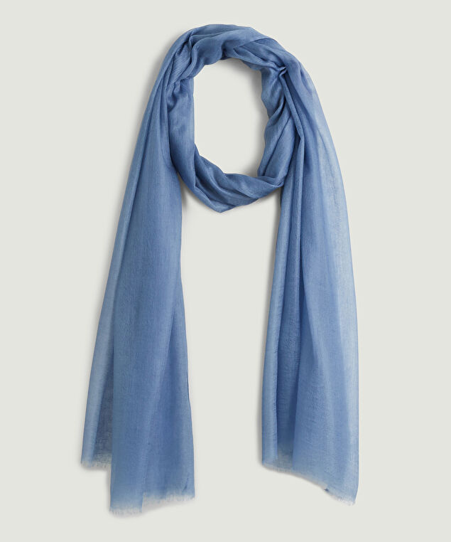 Rodier Écharpe Fine En Cachemire Bleu Gris