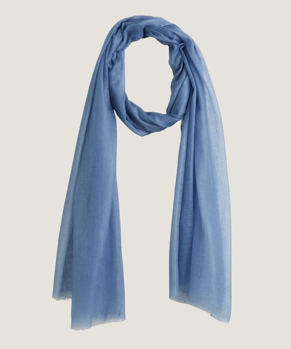 rodier Écharpe fine en cachemire bleu gris