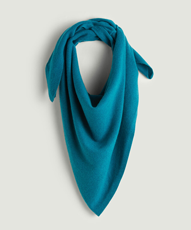 Rodier Écharpe Triangle Cachemire Bleu Pétrole