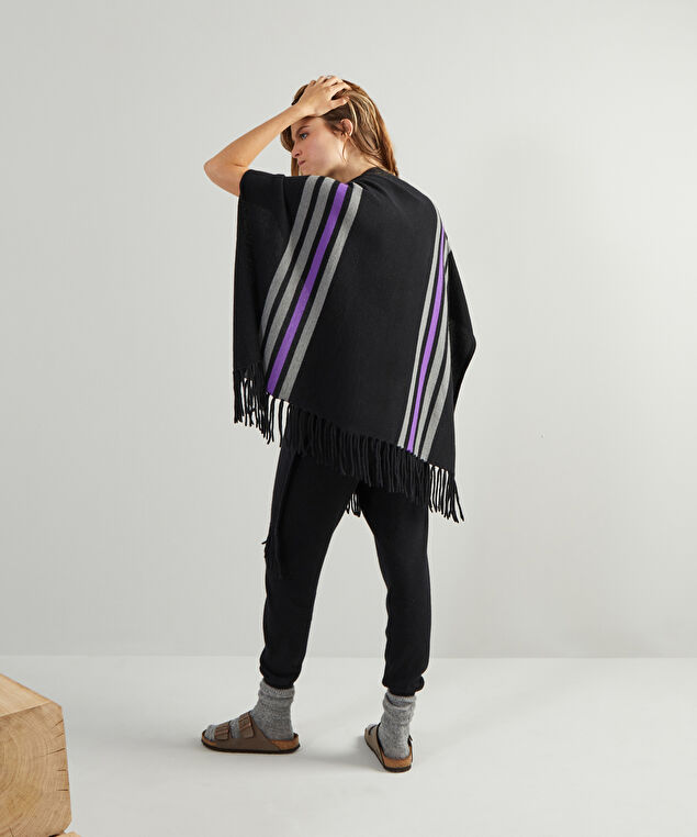 Rodier Étole à Franges En Cachemire 2 Fils Noir