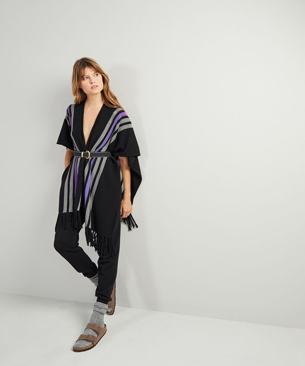 rodier Étole à franges en cachemire 2 fils noir