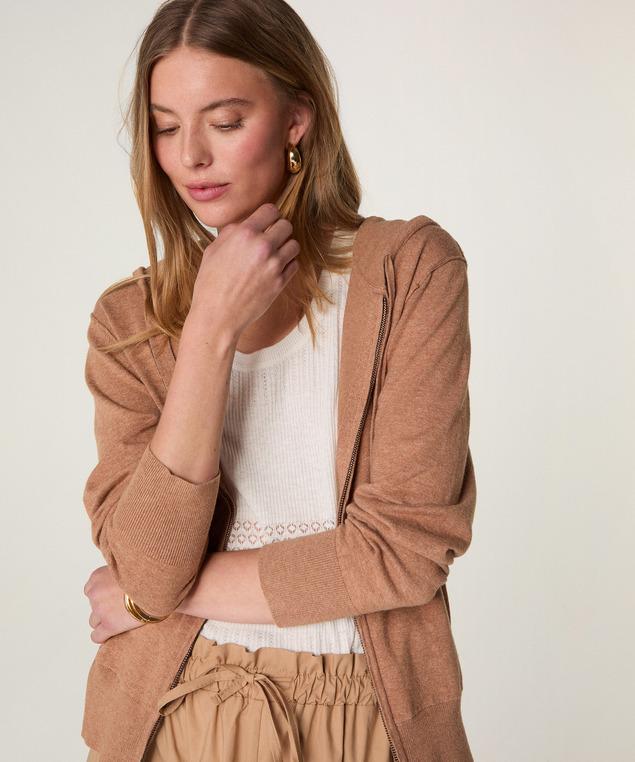 Rodier Gilet à Capuche Marron Fauve