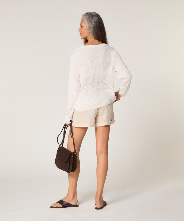 Rodier Gilet Ajouré Blanc écru