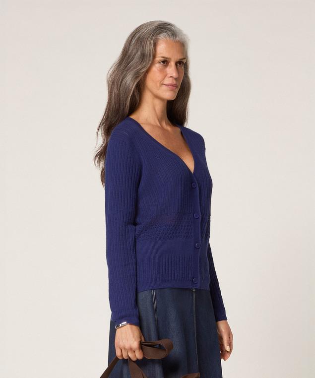 Rodier Gilet Ajouré Bleu Marine